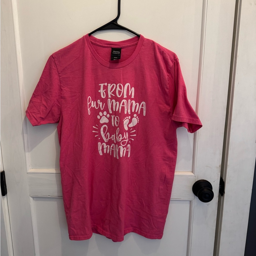 Pink Pregnancy Announcement Graphic T-Shirt